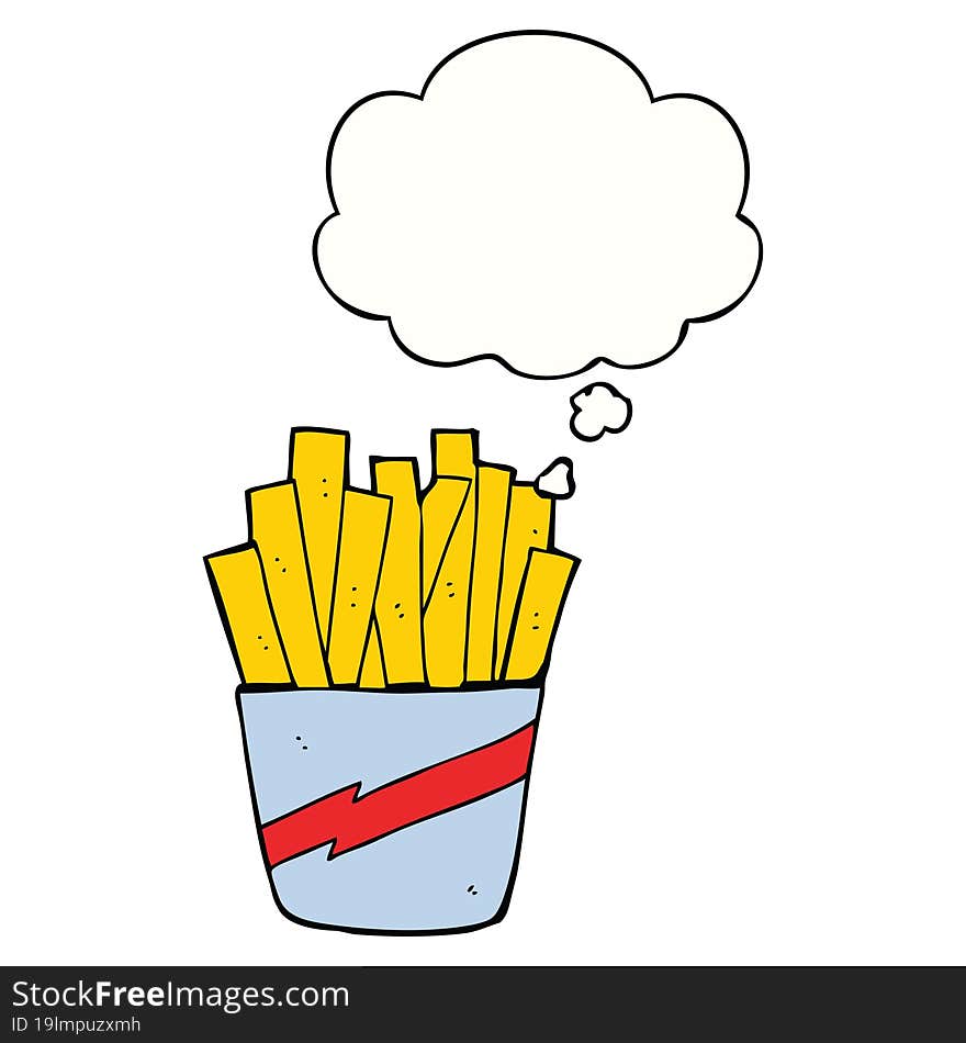 Cartoon Box Of Fries And Thought Bubble