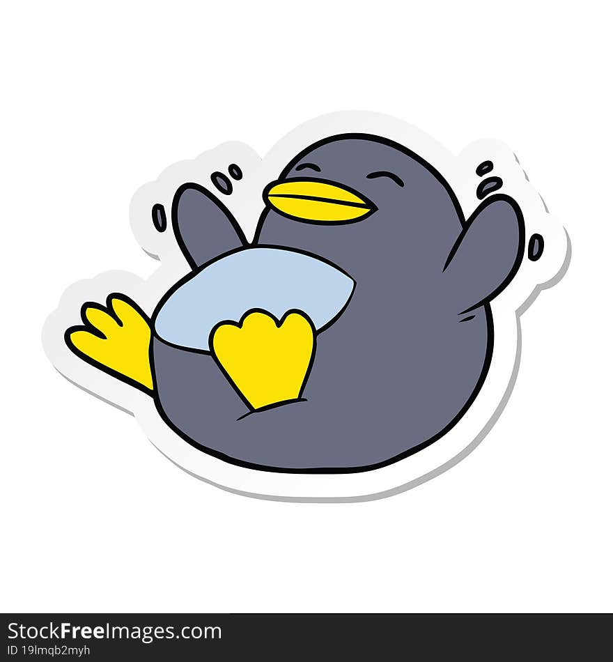 sticker of a happy cartoon penguin