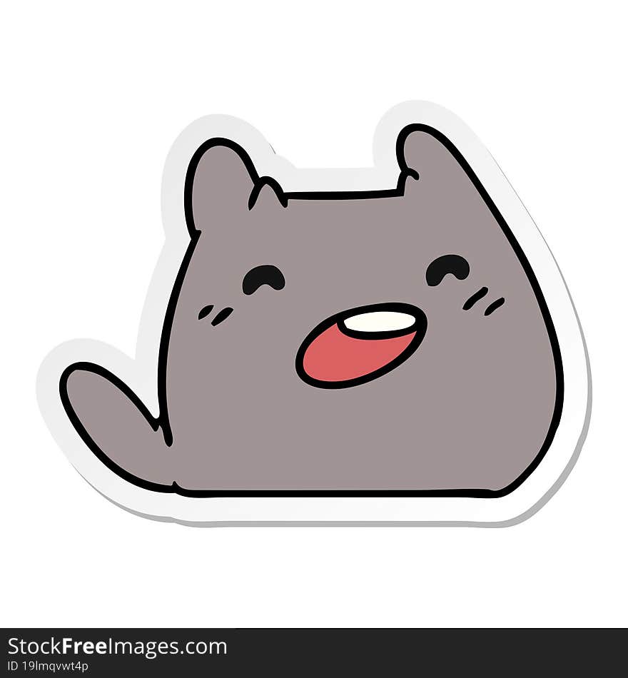 sticker cartoon of a kawaii cat