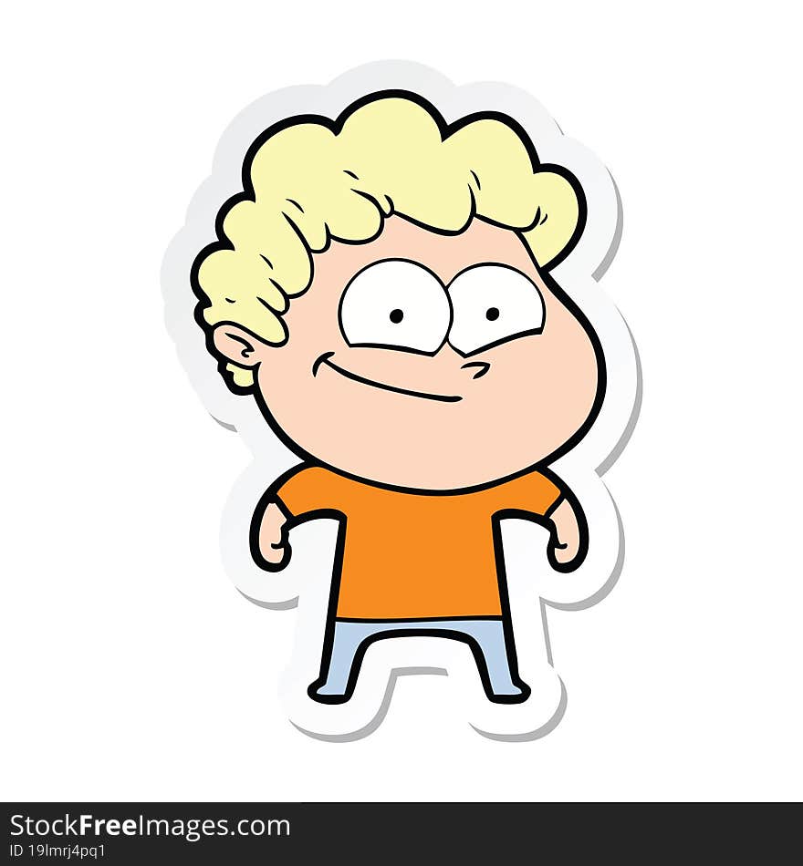 sticker of a cartoon happy man