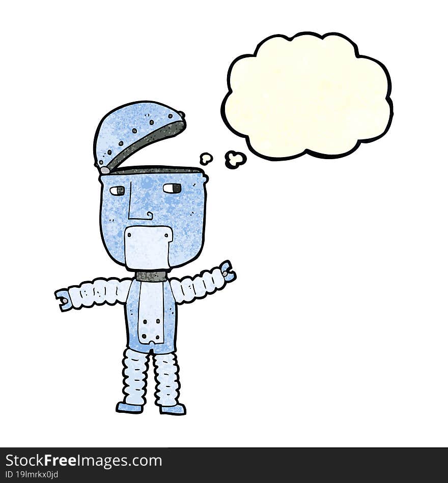 cartoon robot with thought bubble