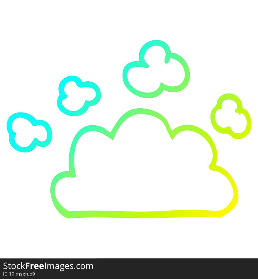 cold gradient line drawing cartoon weather cloud