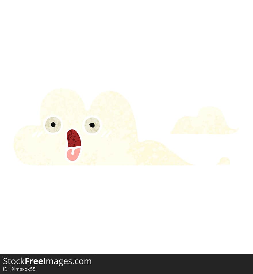 retro illustration style cartoon white cloud