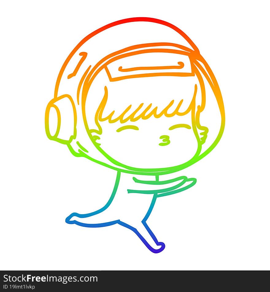 rainbow gradient line drawing cartoon curious astronaut