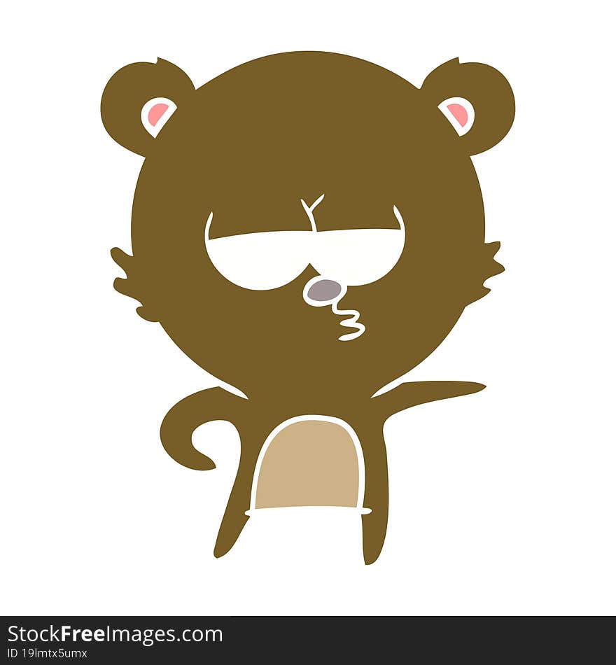 Bored Bear Flat Color Style Cartoon