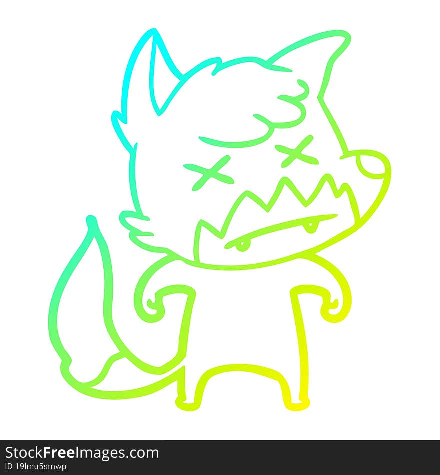 cold gradient line drawing cartoon dead fox