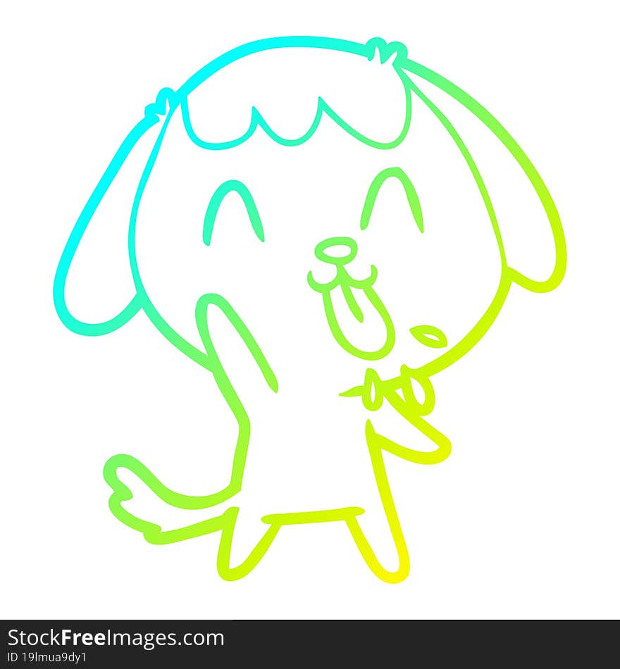 cold gradient line drawing of a cute cartoon dog