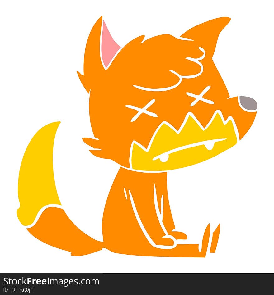 Flat Color Style Cartoon Dead Fox