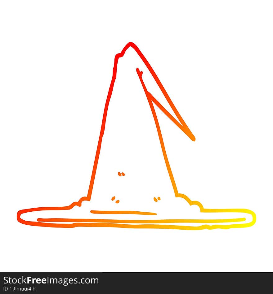 warm gradient line drawing cartoon witch hat