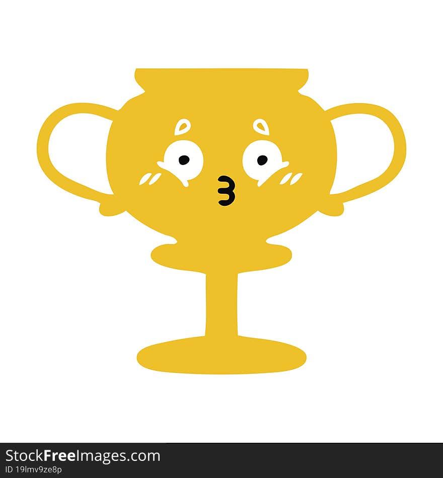 flat color retro cartoon of a trophy