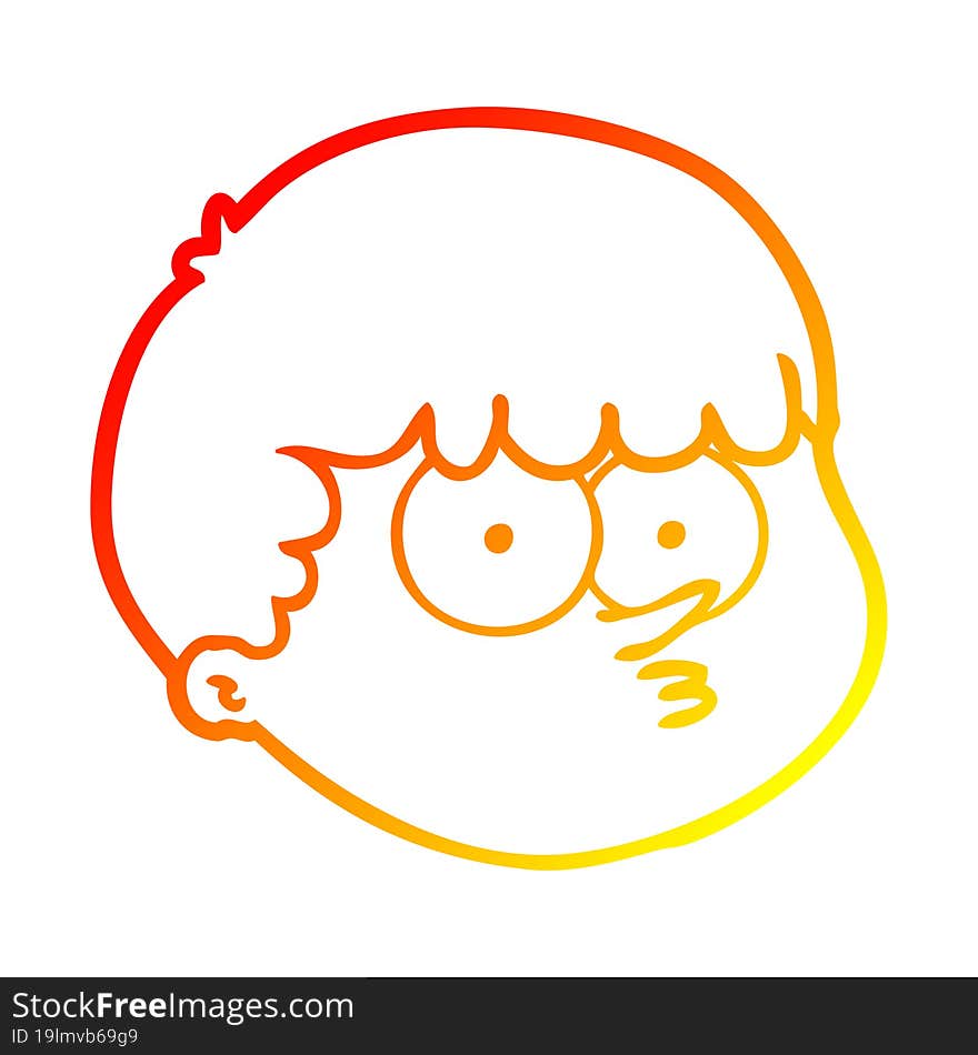 warm gradient line drawing cartoon male face