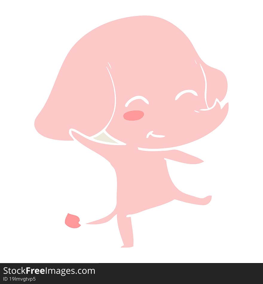 cute flat color style cartoon elephant dancing