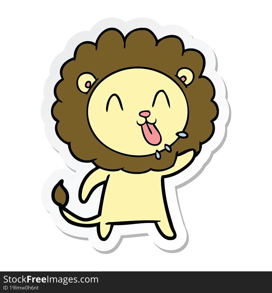 sticker of a happy cartoon lion