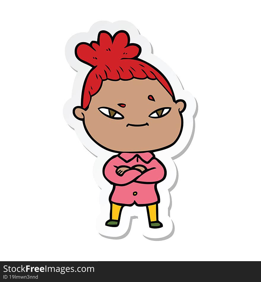 sticker of a cartoon woman