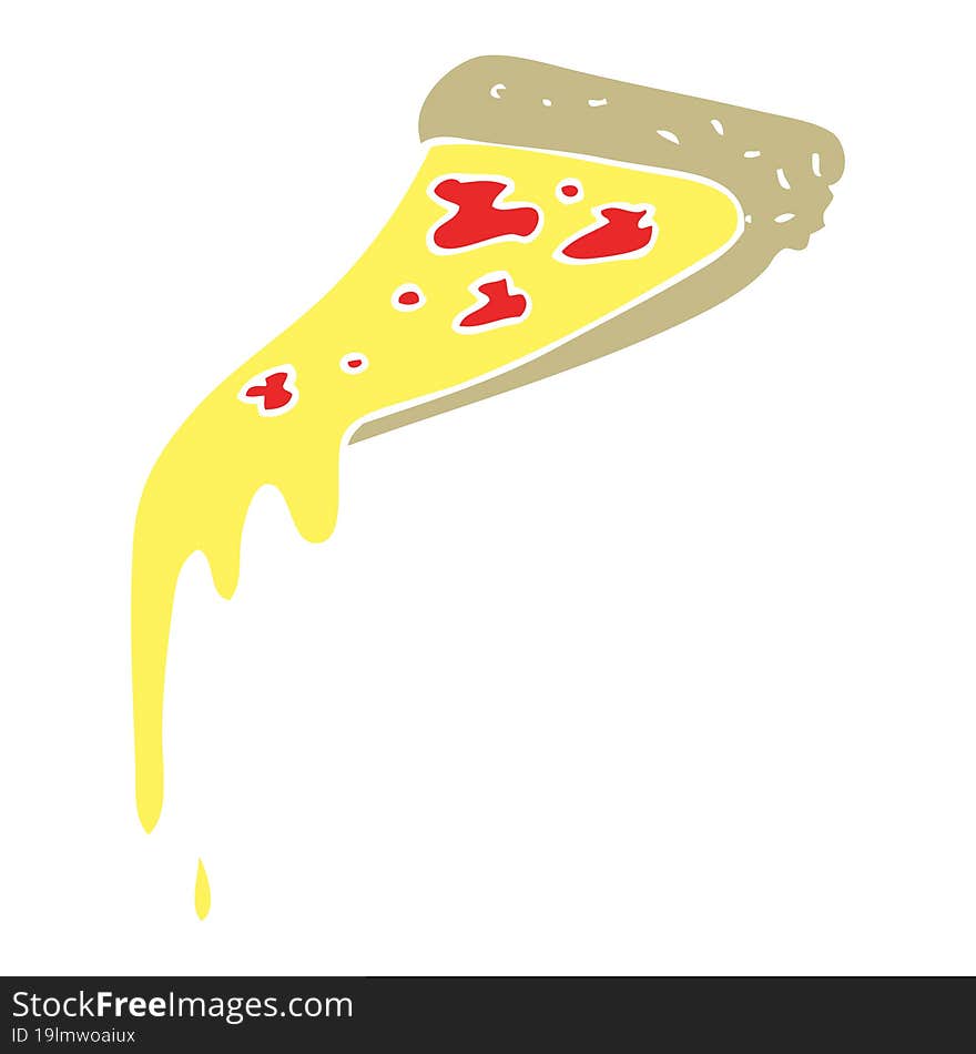 flat color illustration of a cartoon pizza slice