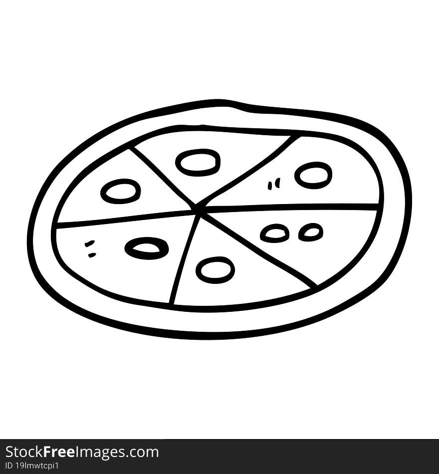 line drawing cartoon pizza