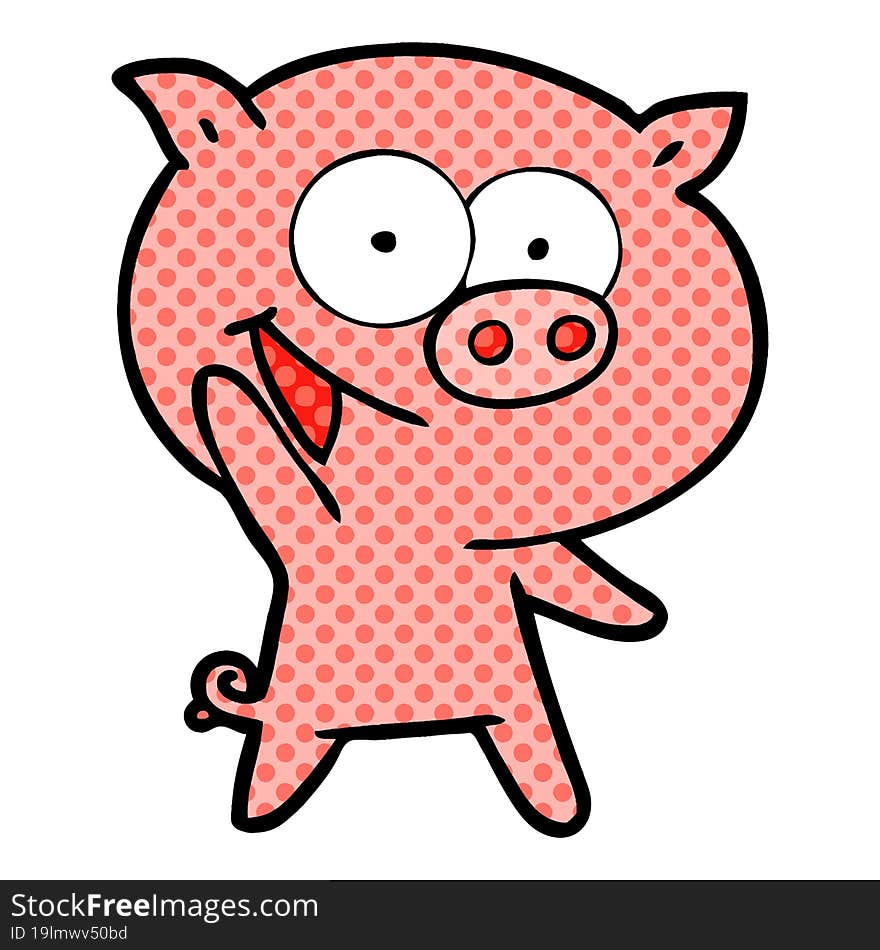 cheerful pig cartoon. cheerful pig cartoon