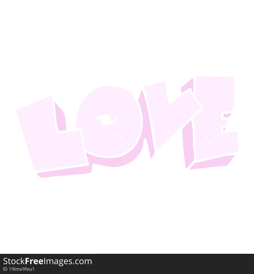 flat color illustration of a cartoon love sign