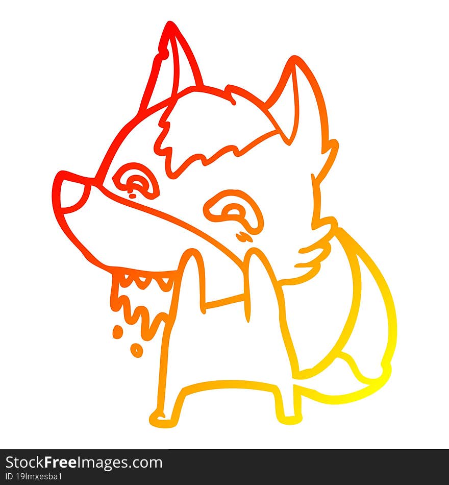 warm gradient line drawing cartoon hungry wolf