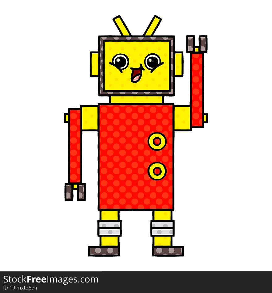 comic book style cartoon of a robot