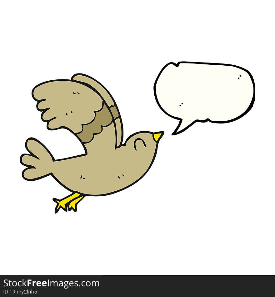 freehand drawn speech bubble cartoon bird