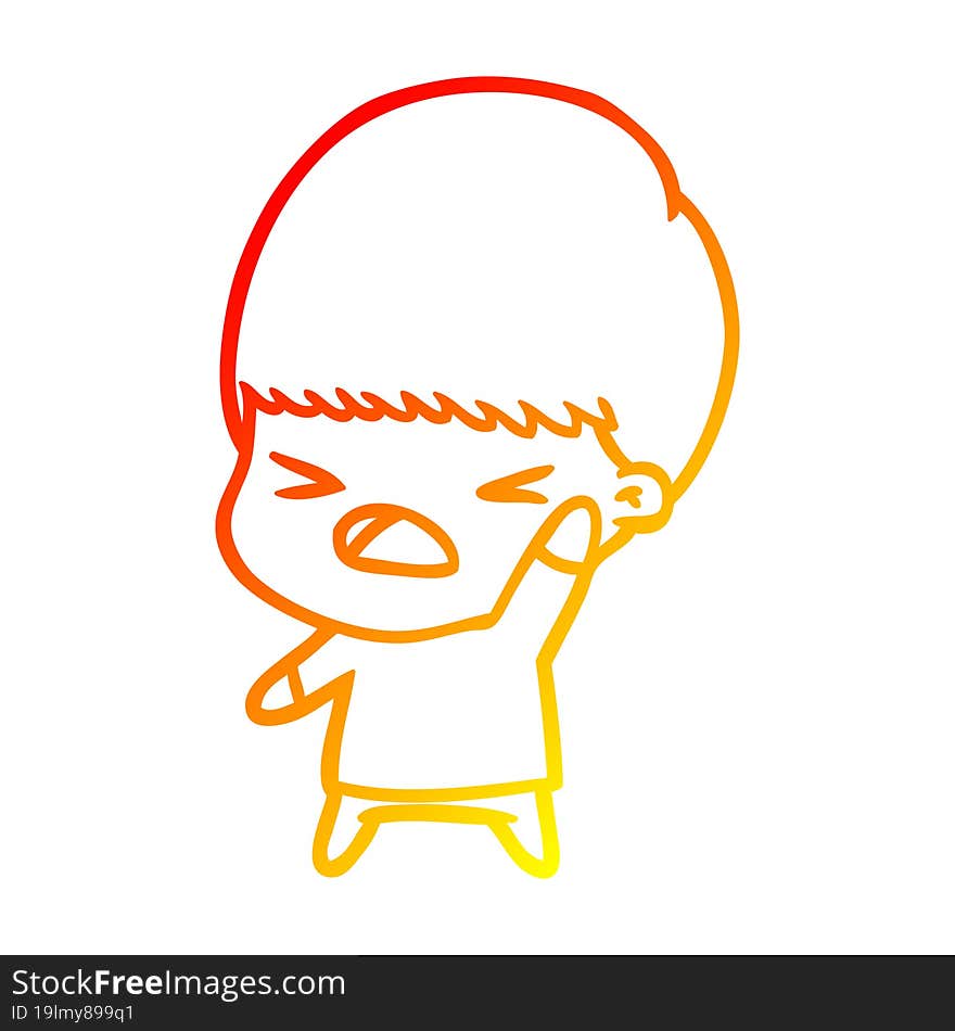 Warm Gradient Line Drawing Cartoon Stressed Man