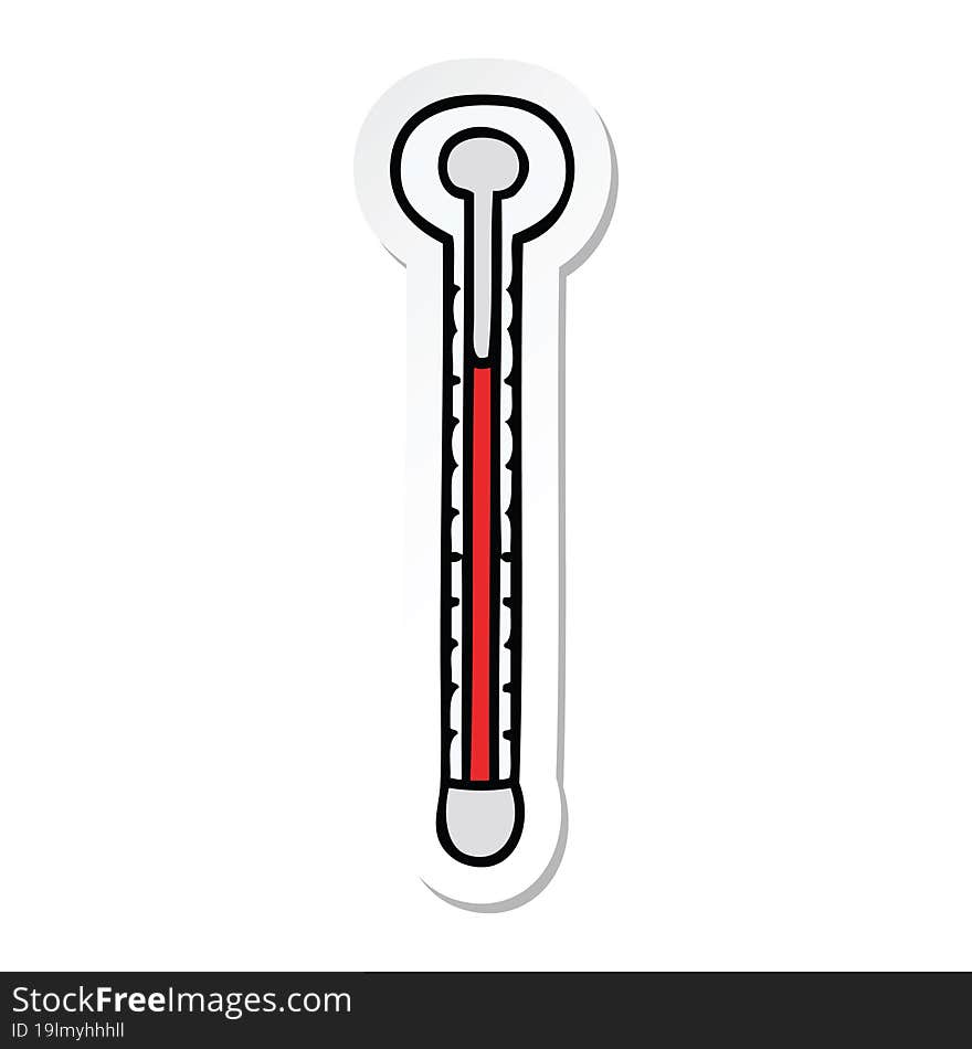 Sticker Of A Quirky Hand Drawn Cartoon Thermometer