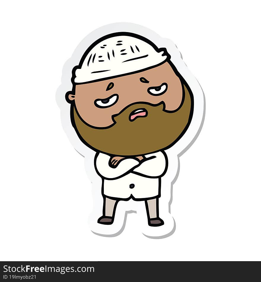 sticker of a cartoon worried man with beard