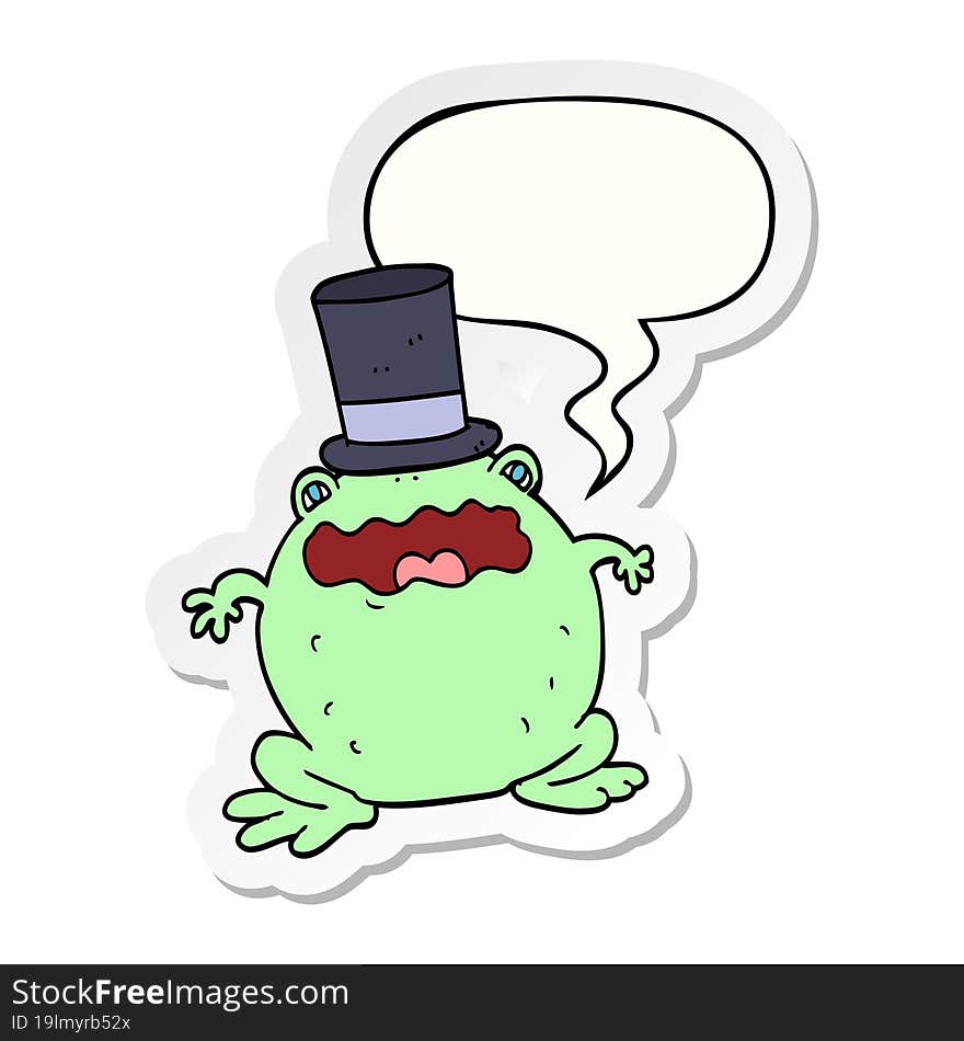 cartoon toad wearing top hat and speech bubble sticker