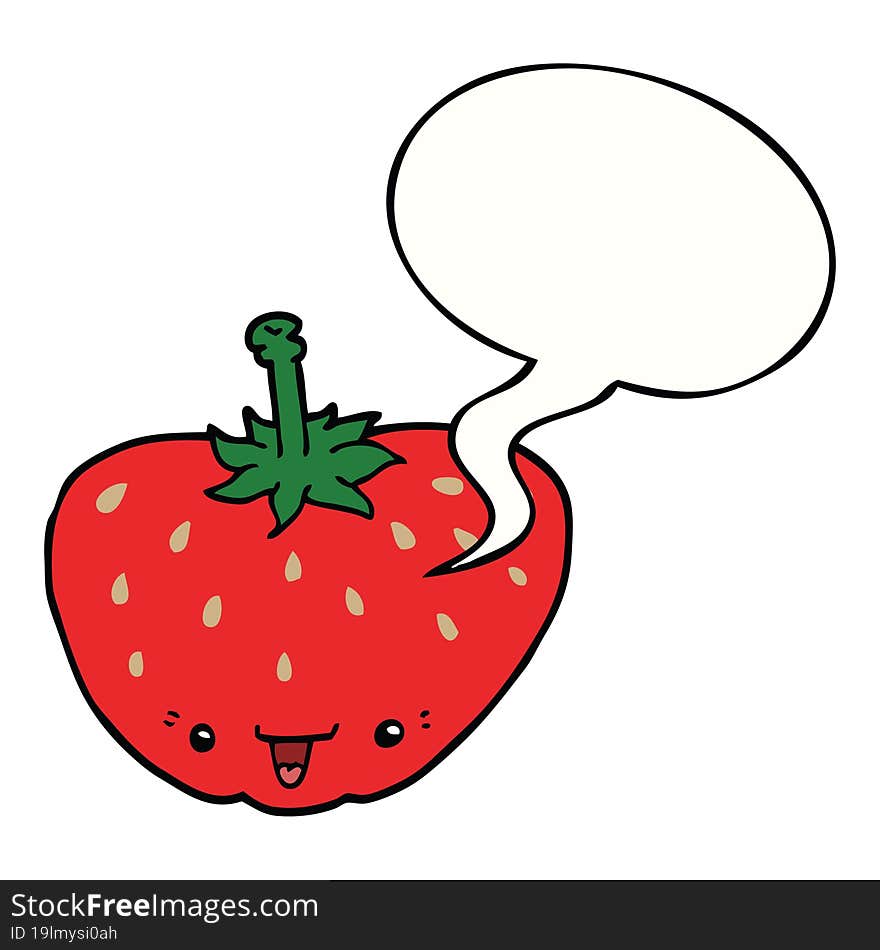 cartoon strawberry with speech bubble. cartoon strawberry with speech bubble