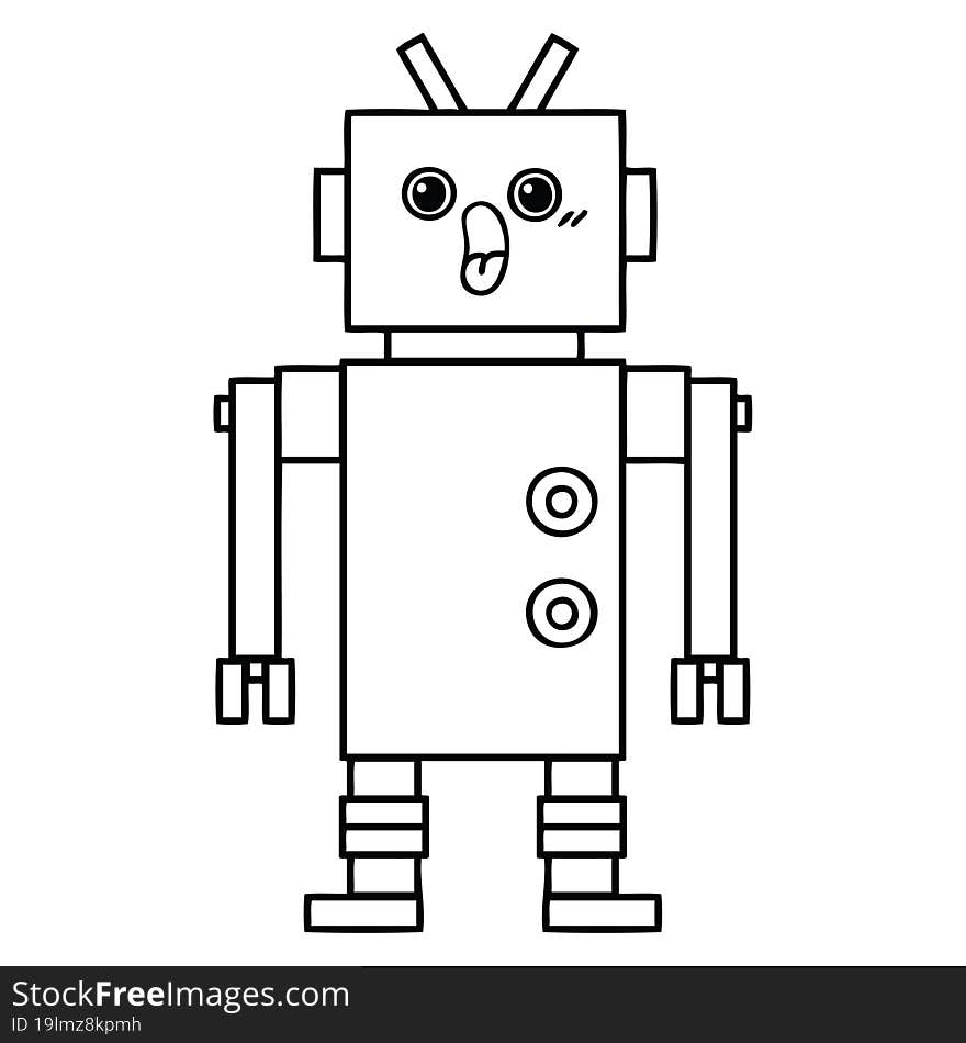 Line Drawing Cartoon Robot