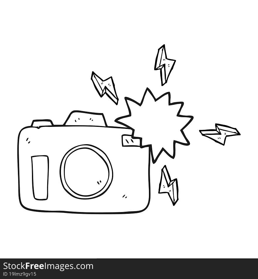 Black And White Cartoon Flashing Camera