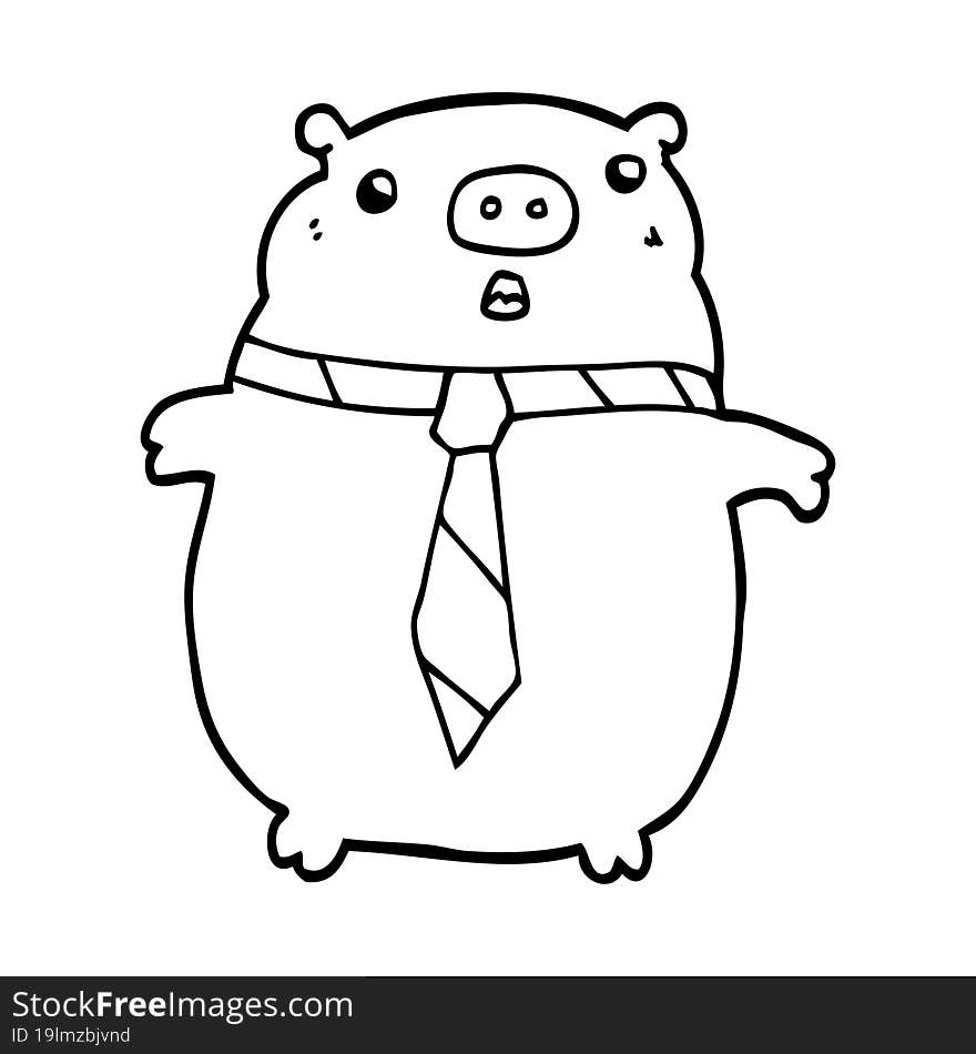 cartoon pig wearing office tie