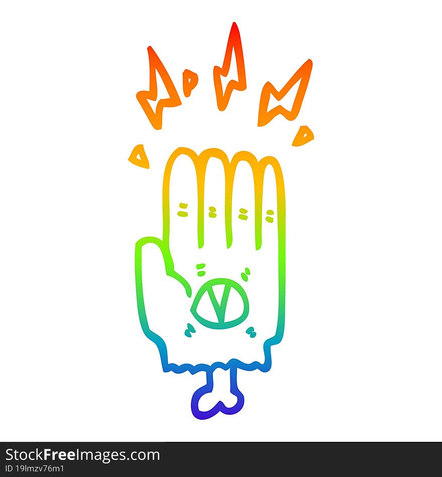 rainbow gradient line drawing spooky halloween zombie hand