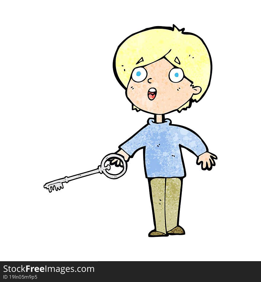 cartoon boy with key