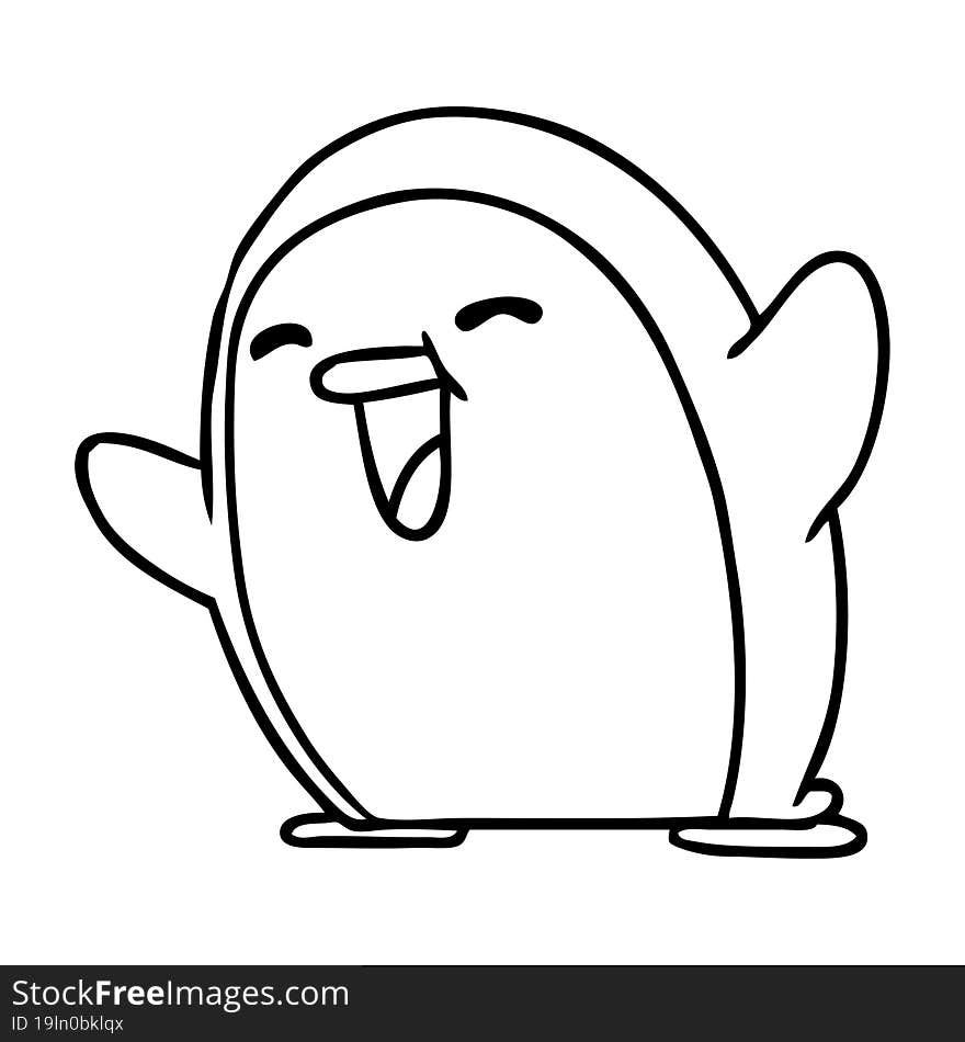 line drawing kawaii of a cute penguin