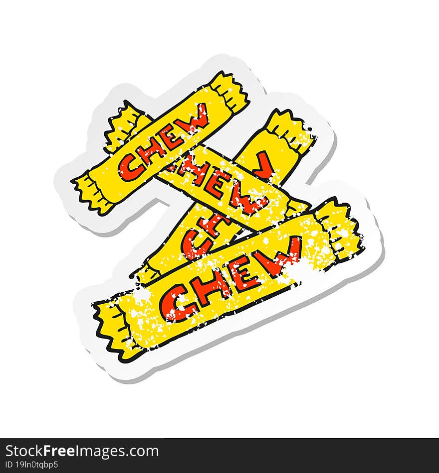 Retro Distressed Sticker Of A Cartoon Chew Candy