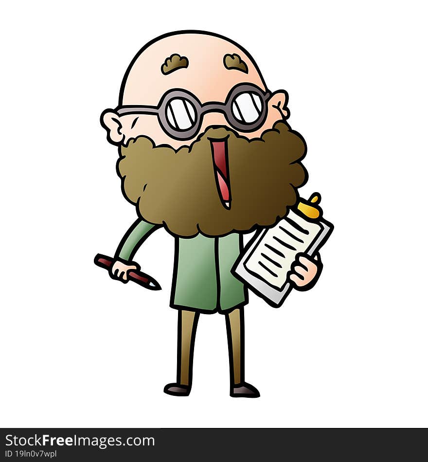 cartoon joyful man with beard. cartoon joyful man with beard