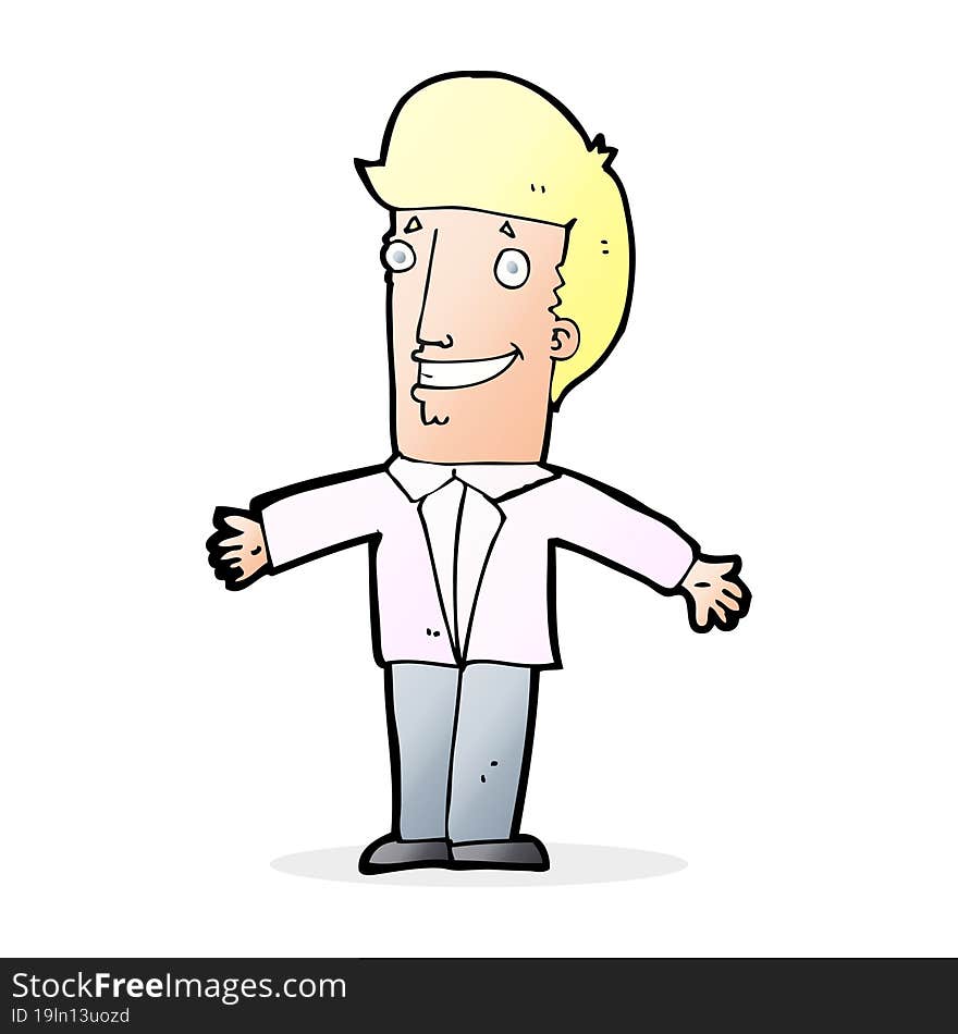 Cartoon Grining Man With Open Arms