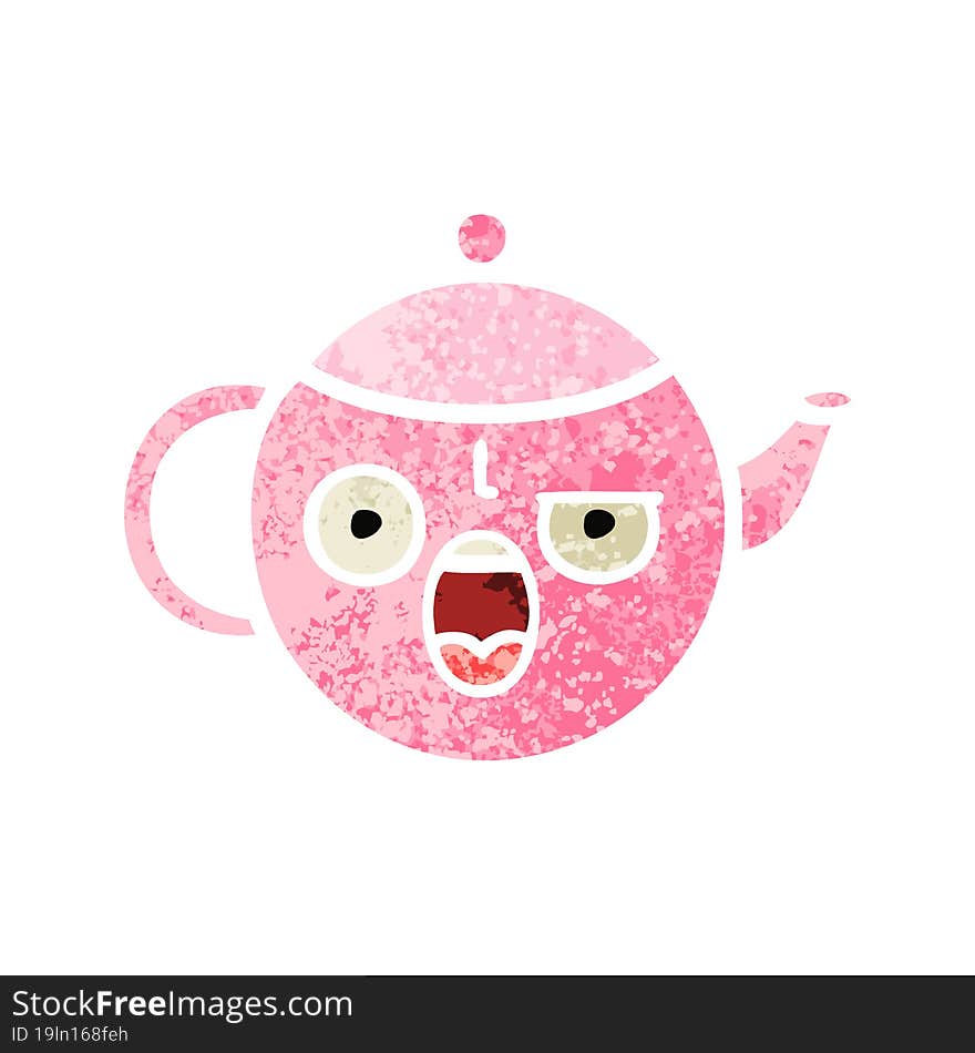 retro illustration style cartoon teapot