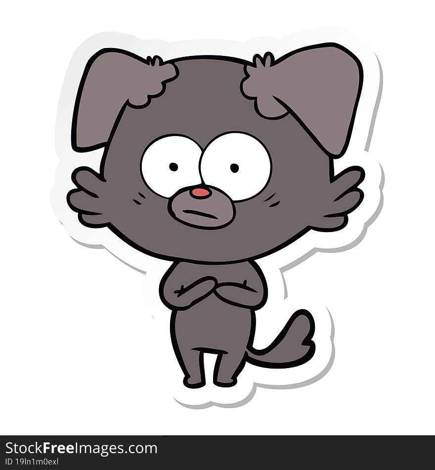 sticker of a nervous dog cartoon