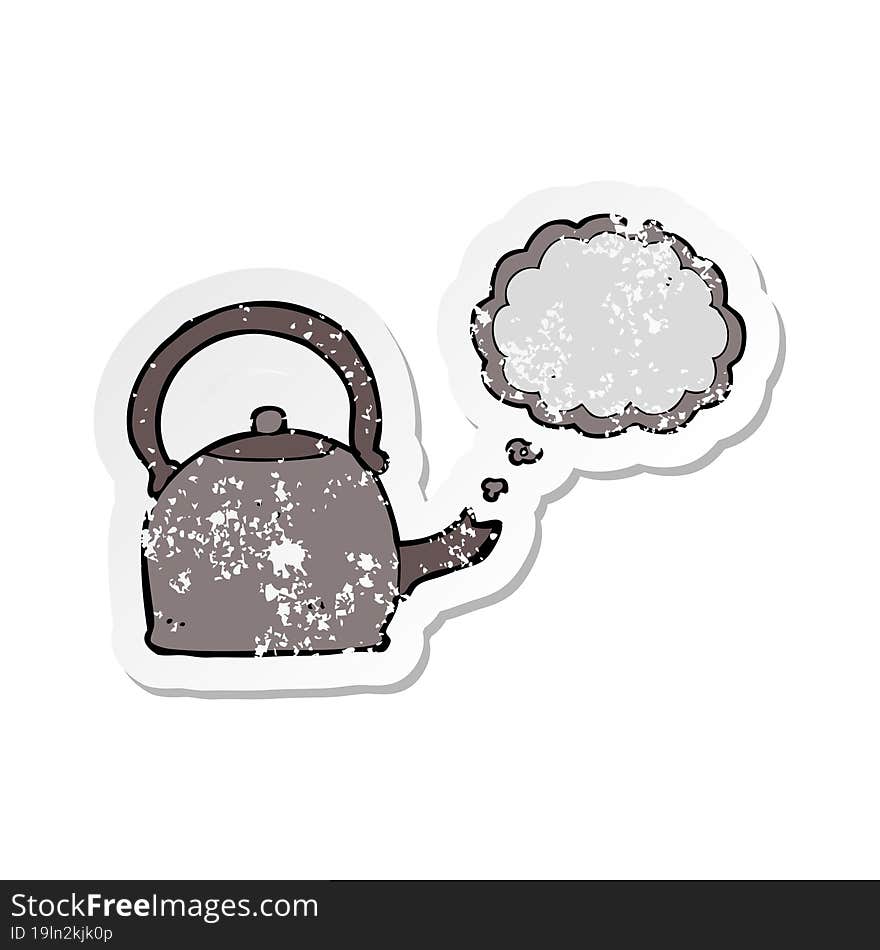 retro distressed sticker of a cartoon kettle