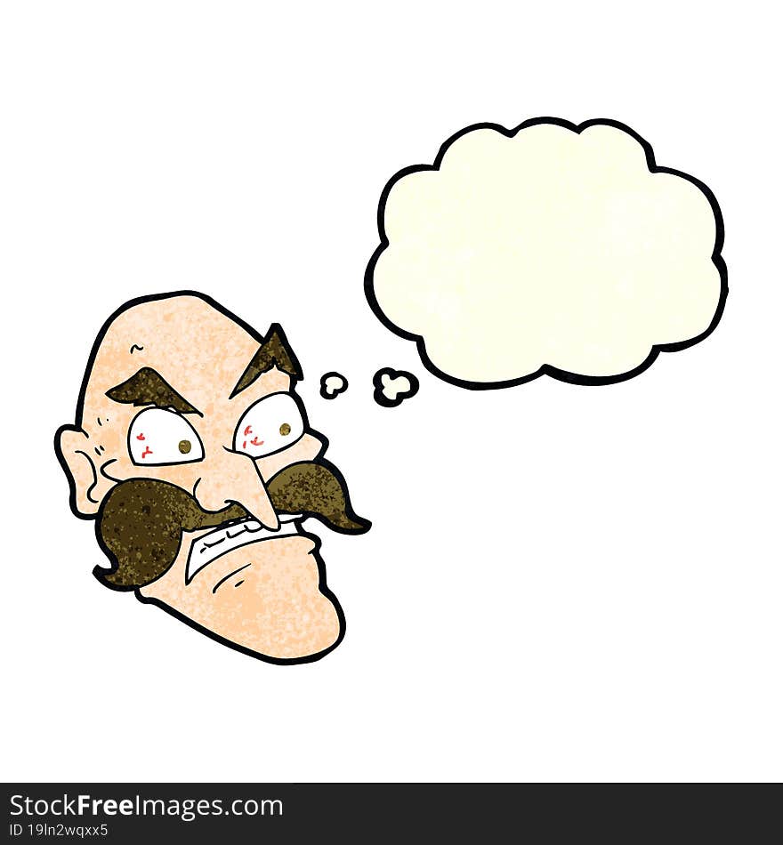 cartoon angry old man with thought bubble