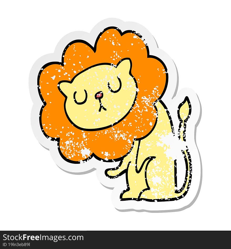 Distressed Sticker Of A Cute Cartoon Lion