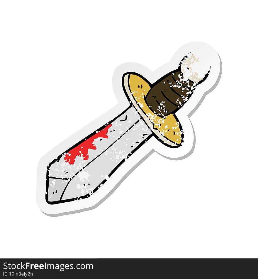 retro distressed sticker of a cartoon sword