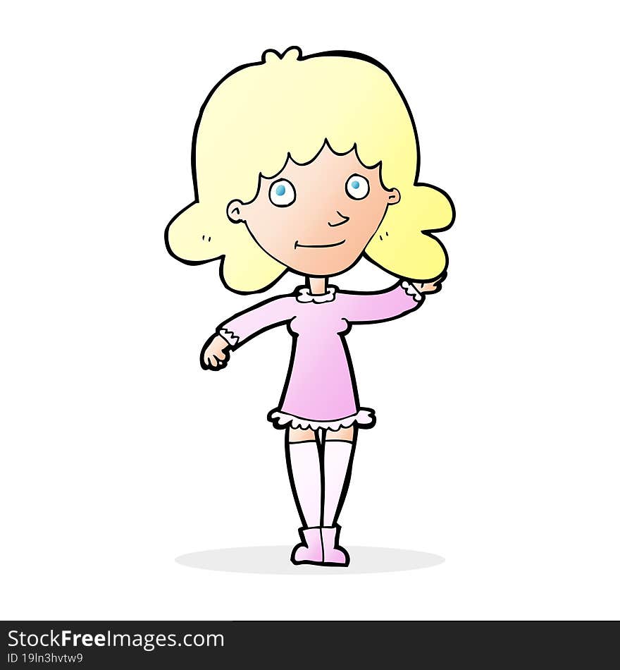 cartoon friendly woman waving