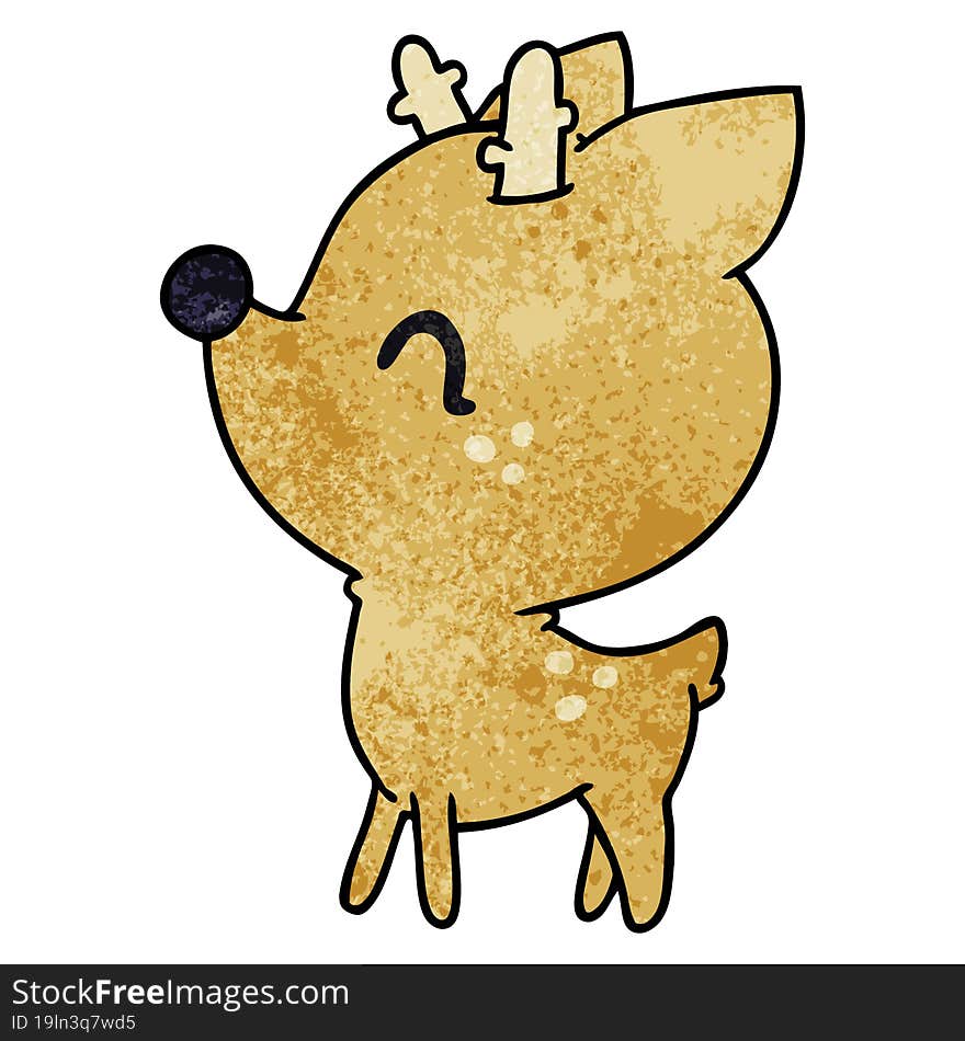 textured cartoon illustration of  kawaii cute deer. textured cartoon illustration of  kawaii cute deer