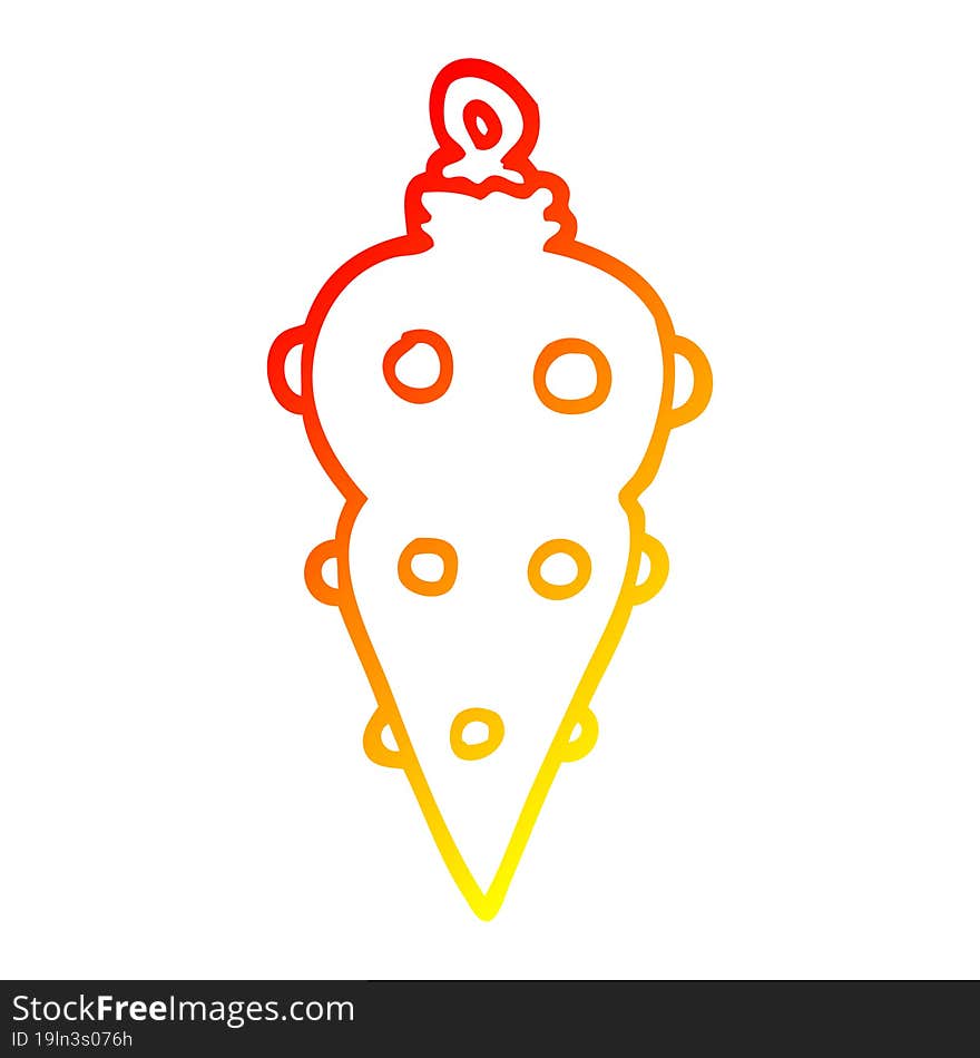 warm gradient line drawing of a cartoon christmas decoration