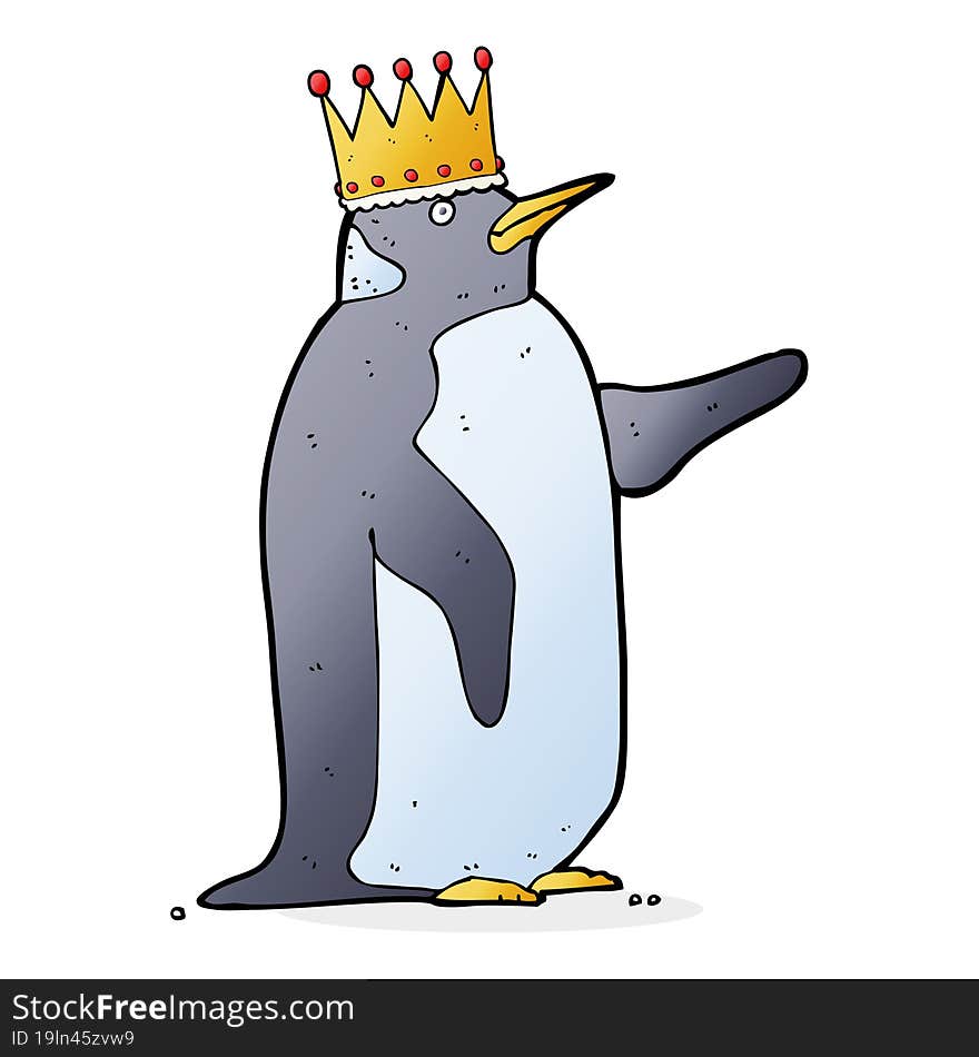 cartoon penguin wearing crown