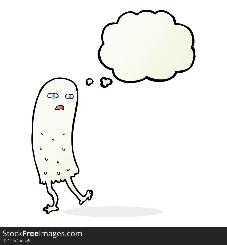 cartoon funny ghost with thought bubble